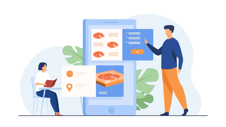 illustration of couple ordering for QSRs