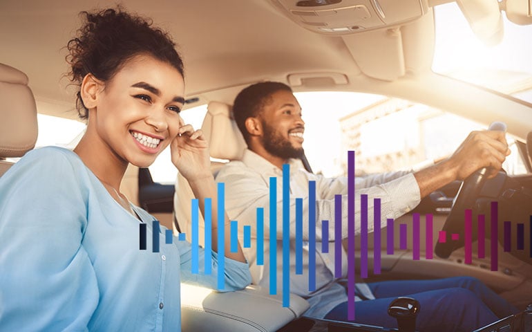 two people enjoying voice-enabled car experiences