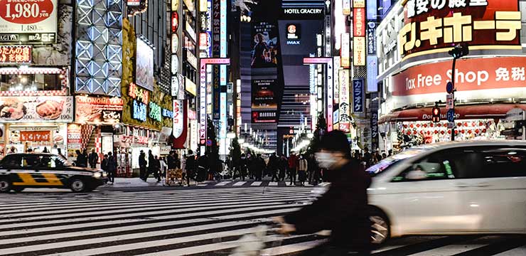 A city with multi language kiosks