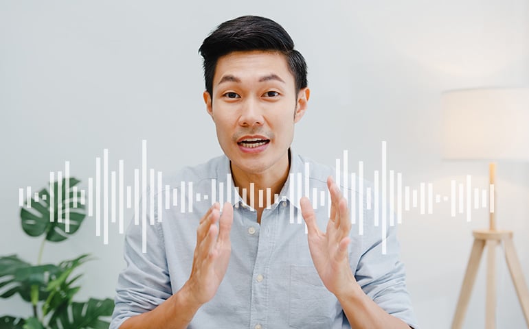 A man using voice AI