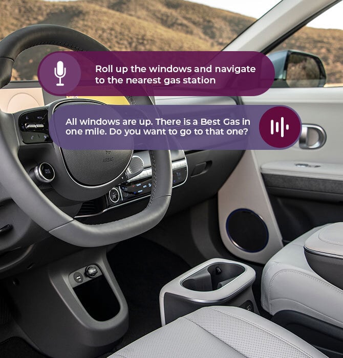 a man talking to his voice-enabled car