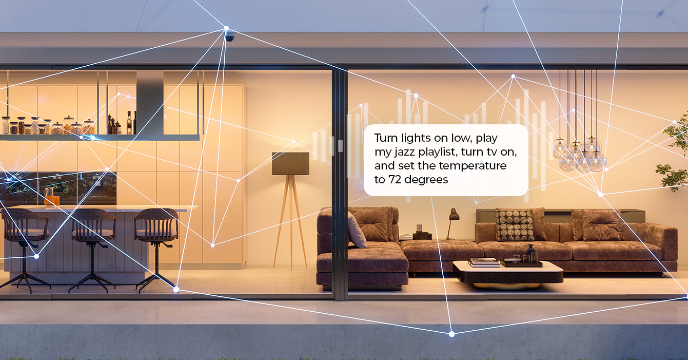 a smart home with voice-enabled devices