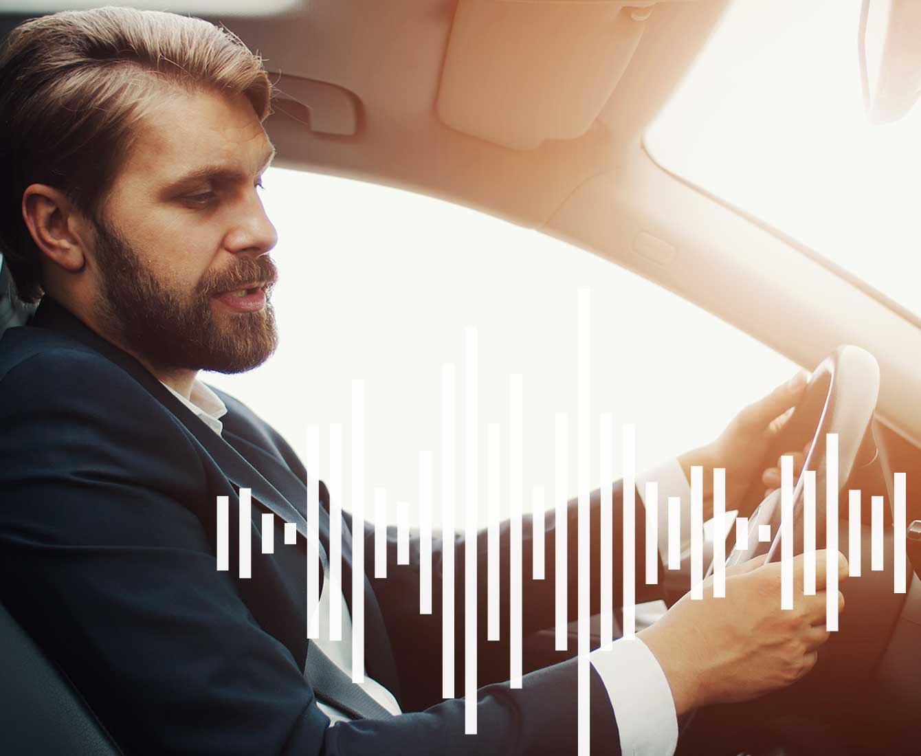 a man talking to his voice-enabled car
