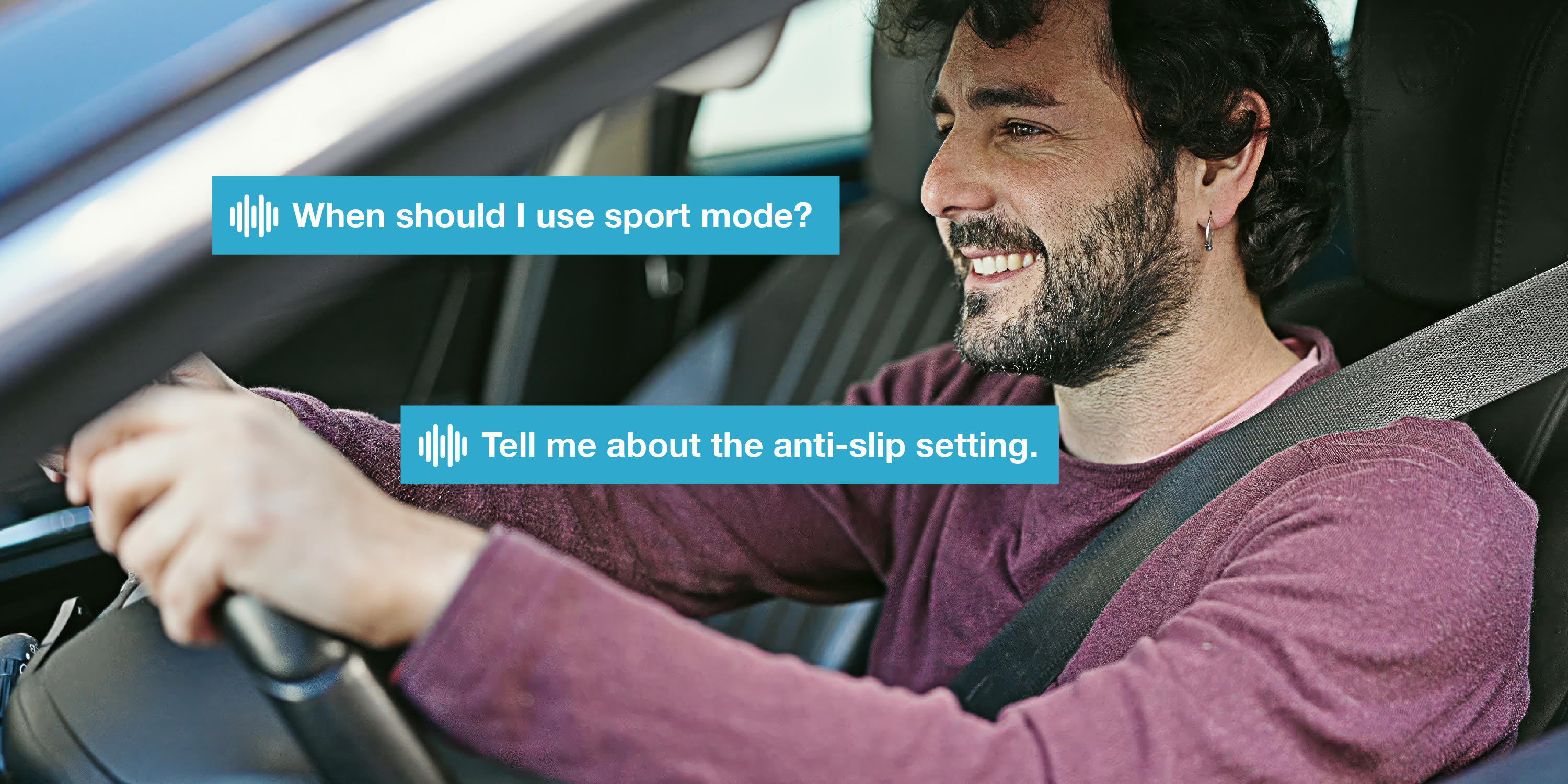 a man talking to his voice-enabled car
